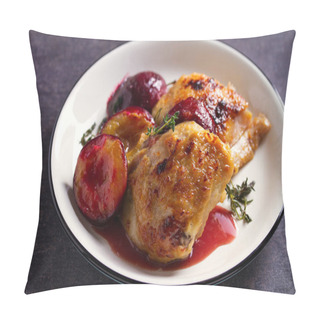 Personality  Chicken Thighs And Plums In Ginger, Honey And Red Wine Sauce With Thyme Pillow Covers