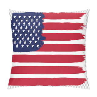 Personality  National American Flag, Transparent Background. Brush Stroke Grunge Dirty Flag Of USA. Pillow Covers