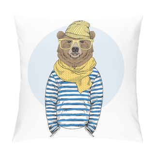Personality  Funny Bear Dressed Up In Frock Pillow Covers