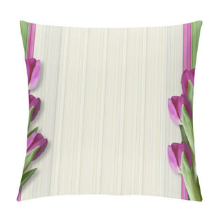 Personality  Greeting Background With Tulips Pillow Covers