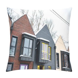 Personality  Modern Houses With Snow On Roofs In Winter Pillow Covers
