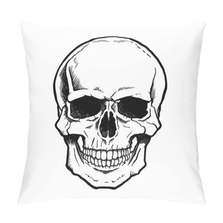 Personality  Black And White Human Skull With Jaw Pillow Covers