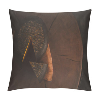Personality  Top View Of Sliced Cheese On Rustic Wooden Cutting Board Pillow Covers
