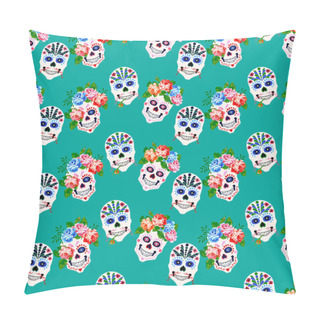 Personality  Halloween, Day Of The  Dead,  Dia De Los Muertos Print Background, Seamless Pattern Design Pillow Covers