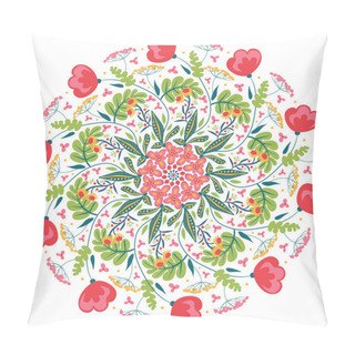 Personality  A Floral Mandala Vector Illustration With Poppies Pillow Covers