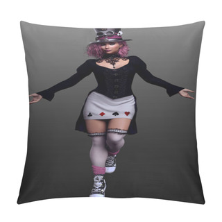 Personality  Dark Alice, Fantasy Girl, Gothic, Steampunk Pillow Covers