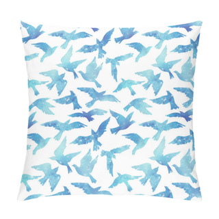 Personality  Watercolor Silhouettes Of Flying Birds. Seamless Pattern Pillow Covers