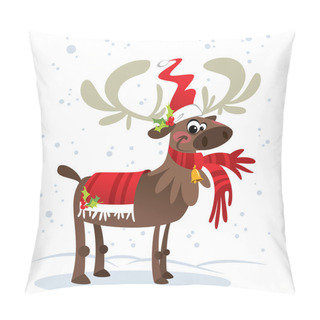 Personality  Happy Smiling Santa Claus Reindeer Cartoon Character With Mistle Pillow Covers
