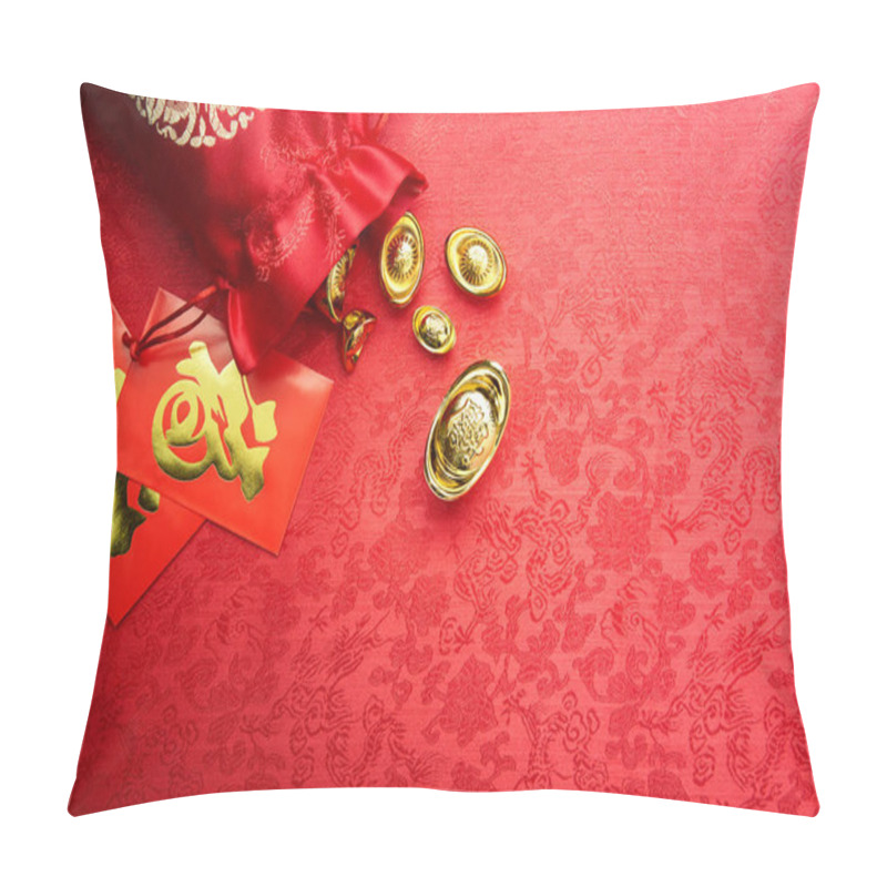 Personality  Chinese New Year decoration - Gold sycee (Foreign text means wealth) and red packet (Foreign text means Prosperity) pillow covers