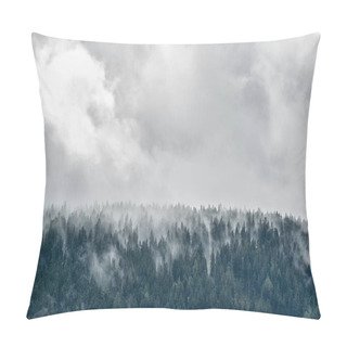 Personality  Forest In Mist, Low Clouds In Conifers Pillow Covers