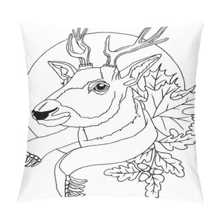 Personality  The Head Of A Young Handsome Stately Proud Deer In A Scarf Pillow Covers