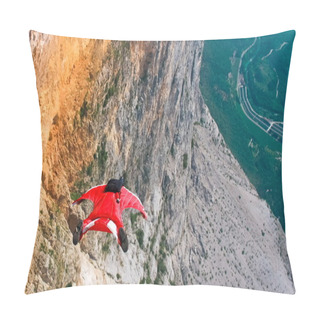 Personality  Wingsuit B.A.S.E. Jumper Jumps Off A Cliff In Italy Pillow Covers