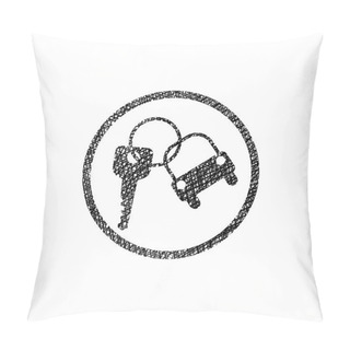 Personality Car Key Vector Simplistic Icon With Hand Drawn Lines Texture. Pillow Covers