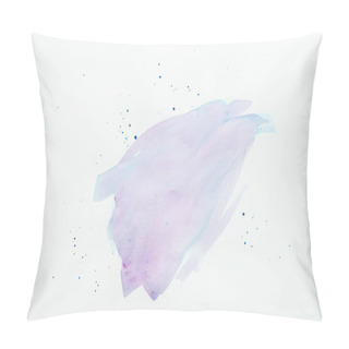 Personality  Abstract Violet And Blue Watercolor Stroke With Spots On White Paper Pillow Covers