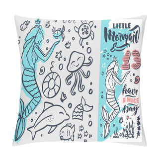 Personality  Handwritten Lettering And Calligraphy With Cartoon Character. Vector Illustration Pillow Covers