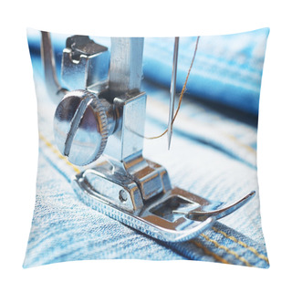 Personality  Sewing Machine And Jeans Fabric Pillow Covers