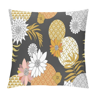 Personality  Silver And Golden Seamless Floral Pattern. Pillow Covers