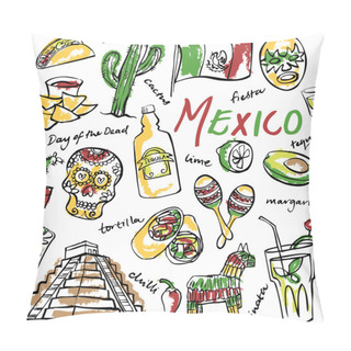 Personality  Mexico Doodle Icons Set Pillow Covers