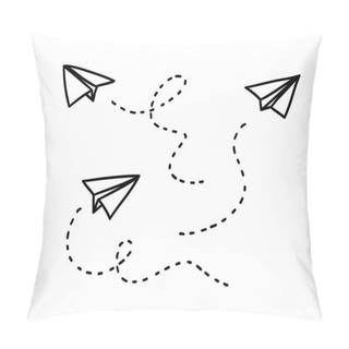 Personality  Simple Paper Planes Set With Trace Doodle Style - Isolated Vector Illustration Pillow Covers