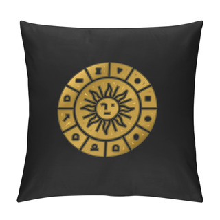 Personality  Astrology Gold Plated Metalic Icon Or Logo Vector Pillow Covers