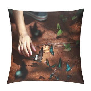 Personality  Hand Catching Butterflies In The Forest Pillow Covers