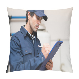 Personality  Technician Fixing An Hot-water Heater Pillow Covers
