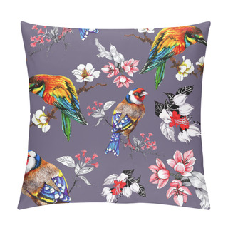 Personality  Pattern With  Flowers And Exotic Birds  Pillow Covers