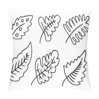 Personality  Hand Drawn Leaves Isolated On White Background.Leaves Collection. Pillow Covers