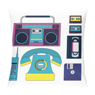 Personality  Set Of 90s Elements And Technology Pillow Covers