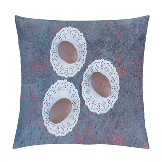 Personality  Chocolate Coated Cakes On Doilies On Abstract Background. High Quality Photo Pillow Covers