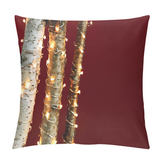 Personality  Christmas Lights On Birch Branches Pillow Covers