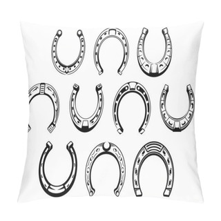 Personality  Lucky Horseshoes Retro Symbol For Talisman Design Pillow Covers