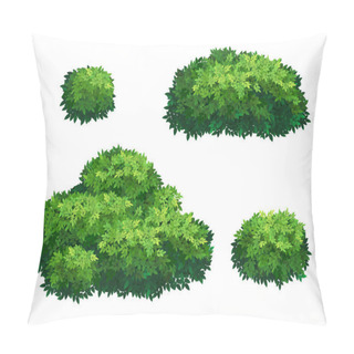 Personality  Set Of Green Bush And Tree Crown Of Different Shapes. Ornamental Plant Shrub For Decorate Of A Park, A Garden Or A Green Fence. Thick Thickets Of Shrubs. Foliage For Spring And Summer Card Design. Pillow Covers