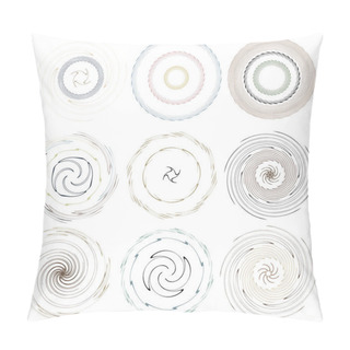 Personality  Darkish, Dark Set Of Spiral, Twirl And Swirl Shapes. Volute, Helix Abstract Design Elements. Spire, Sworl Illustration Pillow Covers