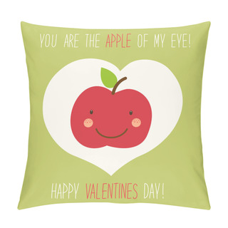Personality  Valentines Day Card With Cartoon Apple Pillow Covers