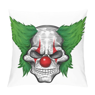 Personality  Clown Skull Isolated On White Backgroun Pillow Covers