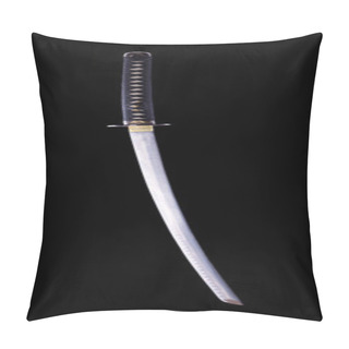 Personality  Japanese Hand Made Katana On Black Background Pillow Covers