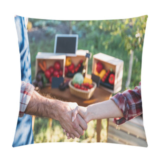 Personality  Farmers Shaking Hands At Market  Pillow Covers