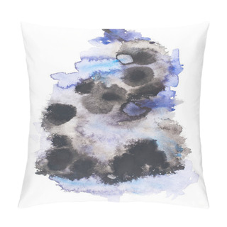 Personality  Abstract Painting With Black And Blue Paint Blots On White  Pillow Covers