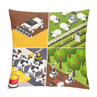 Personality  Smart Farm Concept Icons Set Pillow Covers