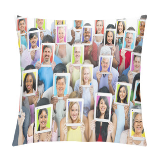 Personality  People With Tablets In Front Of Faces Pillow Covers