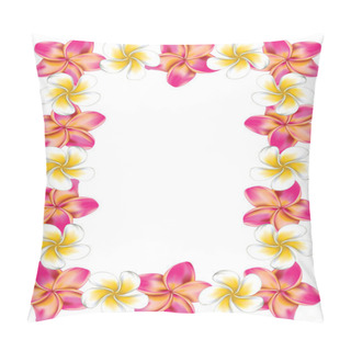 Personality  White And Pink Frangipani Flowers Frame Pillow Covers