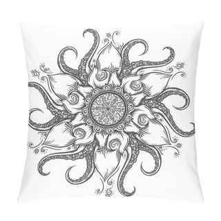 Personality  Nautical Mandala With Octopus Tentacles And Floral Elements. Pillow Covers