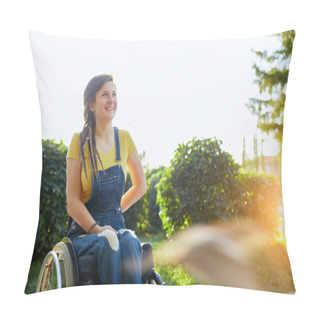 Personality  Beautiful Disabled Girl Looking Up, Looking At The Bright Side Of Life Pillow Covers