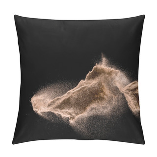 Personality  Dry River Sand Explosion. Golden Colored Sand Splash Agianst Dark Background. Pillow Covers