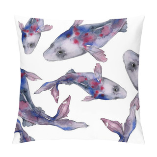 Personality  Spotted Aquatic Underwater Colorful Fish Set. Red Sea And Exotic Fishes Inside. Watercolor Illustration Set. Watercolour Drawing Fashion Aquarelle. Seamless Background Pattern. Fabric Wallpaper Print. Pillow Covers