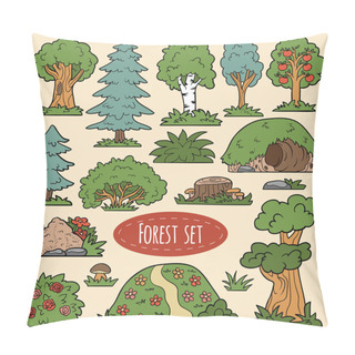 Personality  Color Vector Set Of Forest Items Pillow Covers