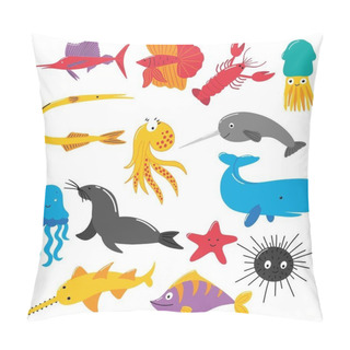 Personality  Illustration Of Sea Creatures Pillow Covers
