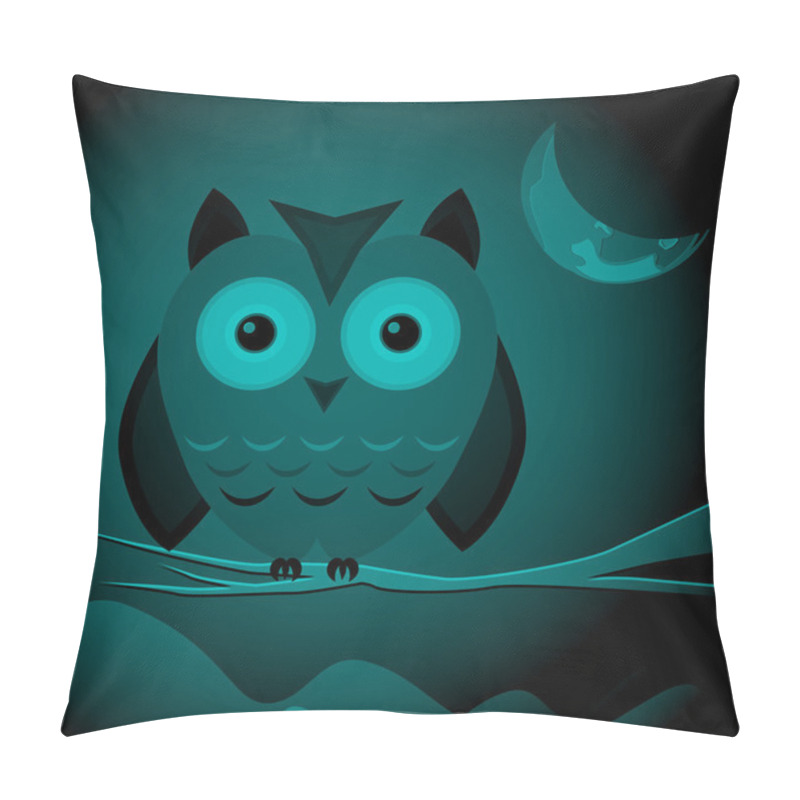 Personality  Owl on the branch. Vector illustration. pillow covers