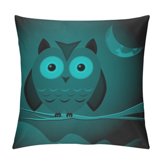 Personality  Owl On The Branch. Vector Illustration. Pillow Covers
